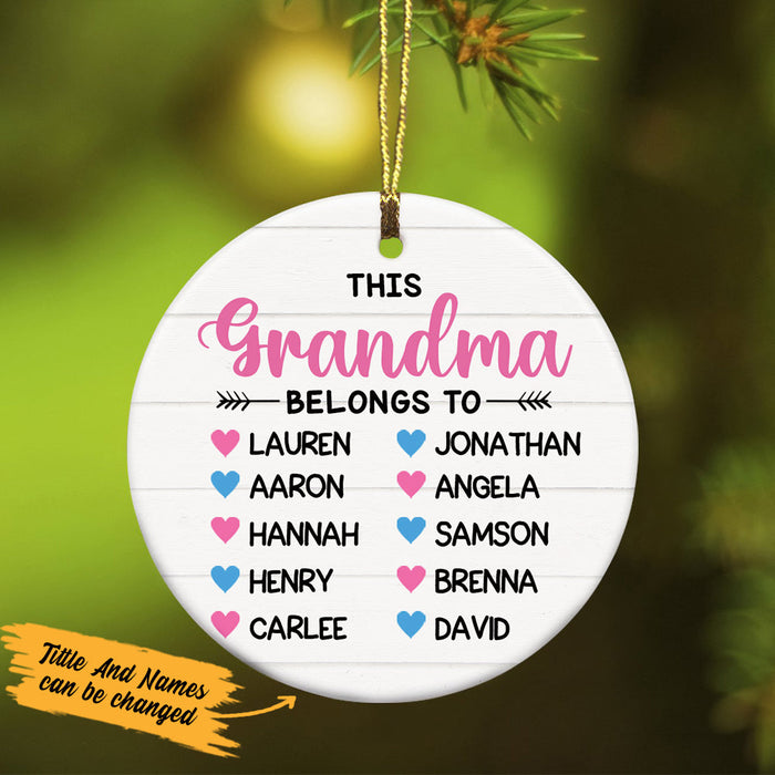 Personalized Ornament For Grandma From Grandchild This Grandma Belongs To Cute Hearts Custom Name Gifts For Christmas
