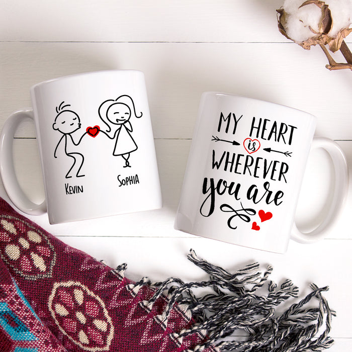 Personalized Romantic Mug For Couple Wherever You Are Funny Couple Print Custom Name 11 15oz Ceramic Coffee Cup