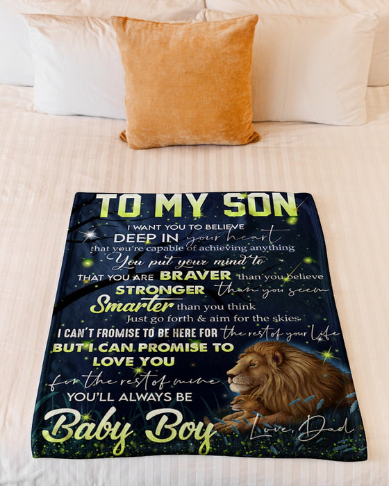 Personalized To My Son Blanket From Mom Dad Custom Name Believe Deep In Your Heart Lion Gifts For Birthday Christmas