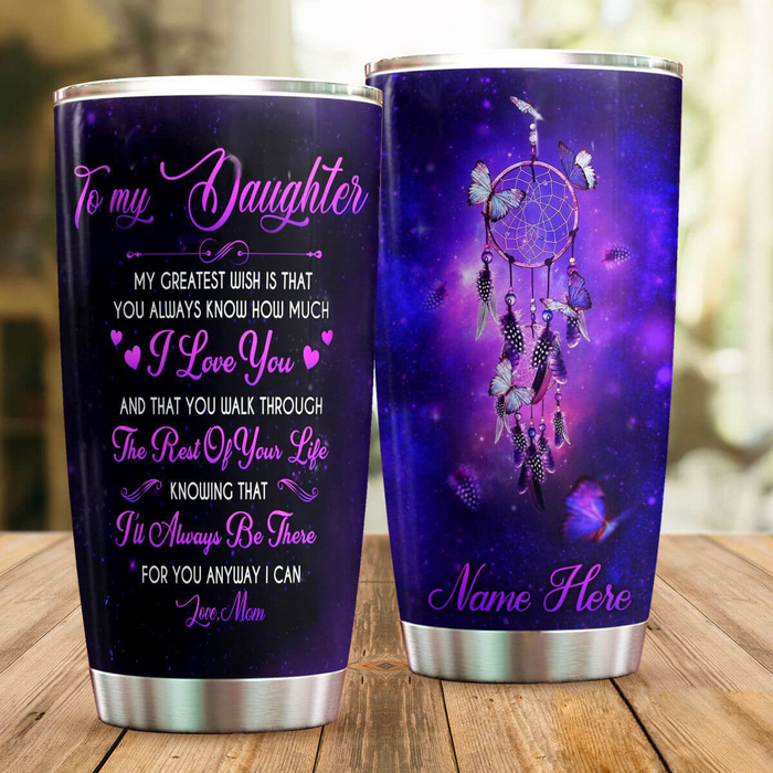 Personalized Tumbler To Daughter Gifts From Mom Dad Mandala Dreamcatcher My Greatest Wish Custom Name Travel Cup 20oz
