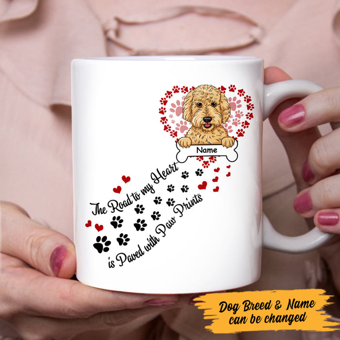 Personalized Coffee Mug Gifts For Dog Owners Road To My Heart Is Paved With Paw Custom Name White Cup For Christmas